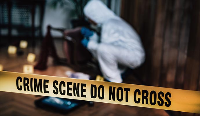 A professional cleaning biohazard area