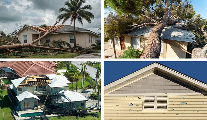 Collage of disaster damaged properties