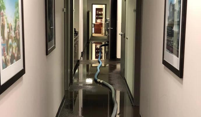 Water damaged hallway