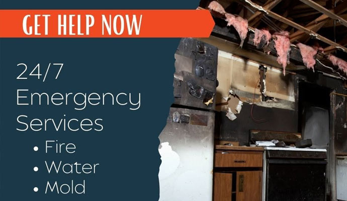 Emergency services fire damage banner