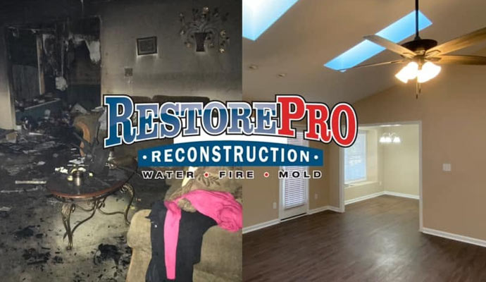 Fire damage before and after restoration