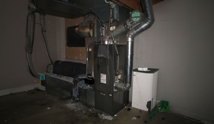 Fire damage residential furnace system