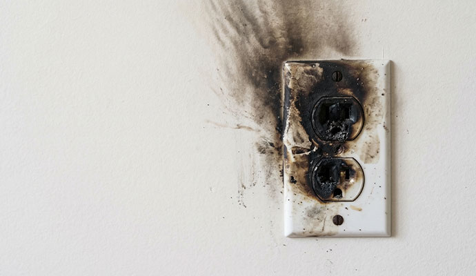 Burned electrical outlet