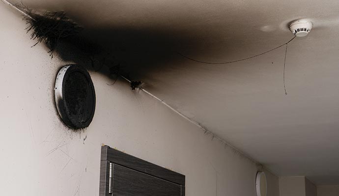 Smoke damage on the ceiling