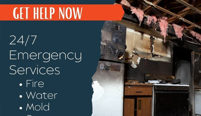 Fire damage emergency services banner