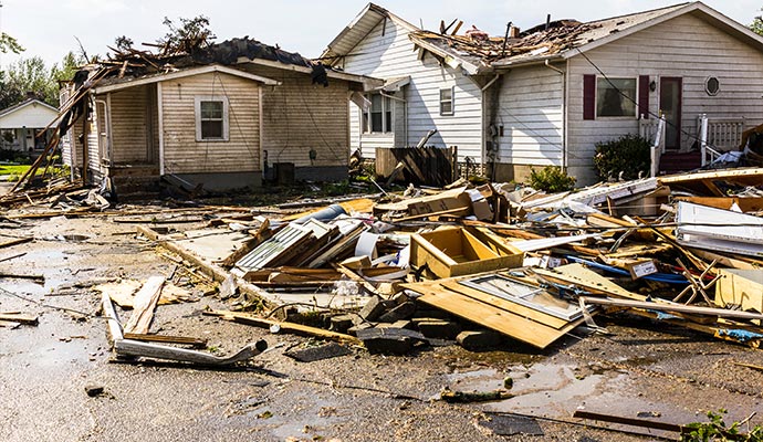 Storm damaged residential property