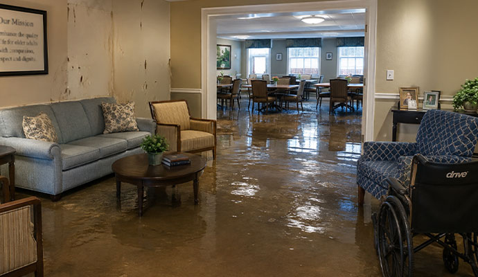 Flooded assisted living space