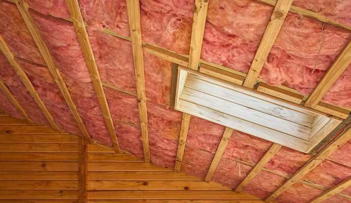 Installed ceiling insulation