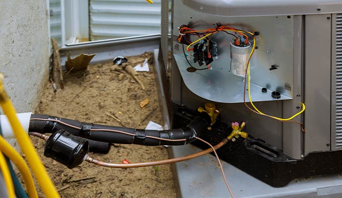 Outdoor HVAC discharge line