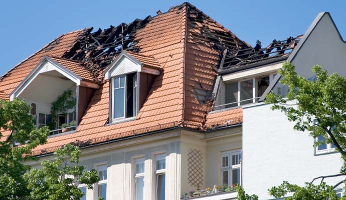 Residential fire damaged home