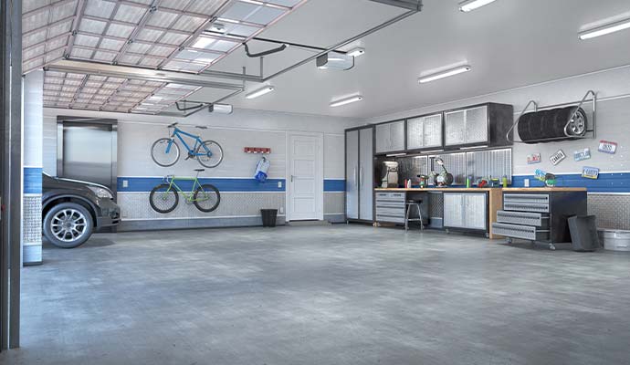 Restored and organized garage interior