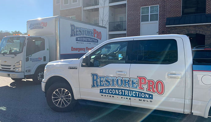 Service vehicles of RestorePro Reconstruction