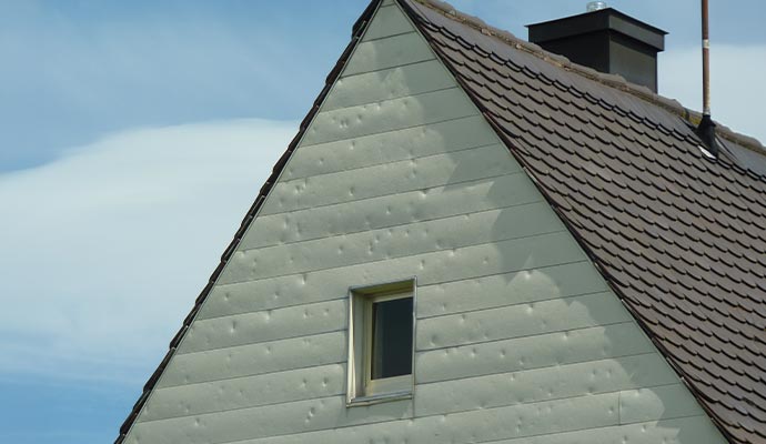 Hail damaged house