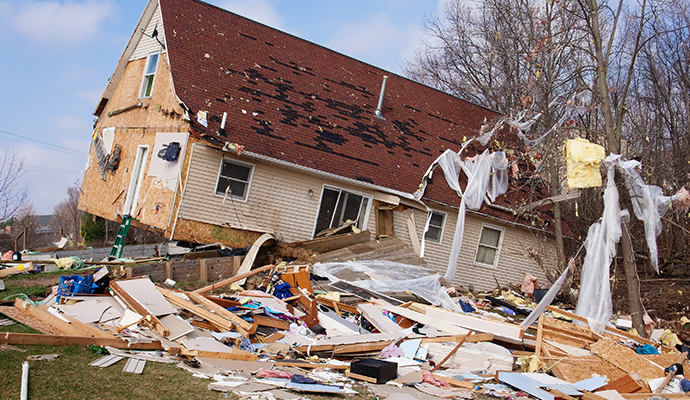 Tornado damaged house