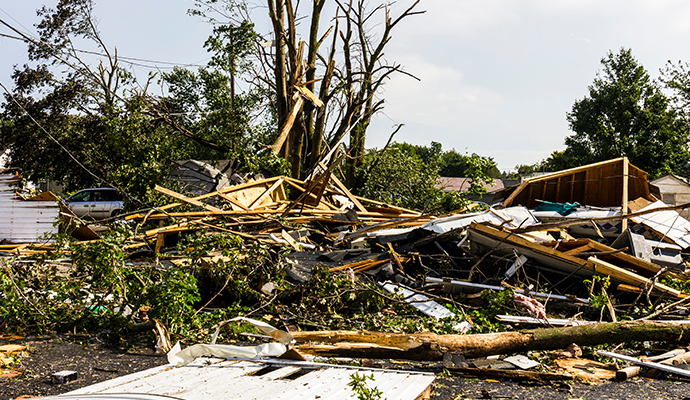 Tropical storm damaged property
