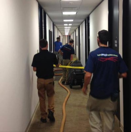 Team working for water extraction with equipment