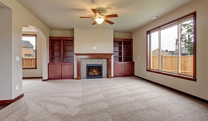 Clean carpet on living room after odor neutralization