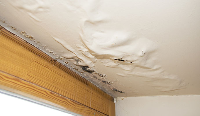 Water damaged leaky ceiling