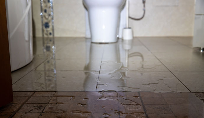 Water damaged toilet floor