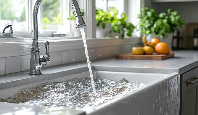 Water overflowing from kitchen sink